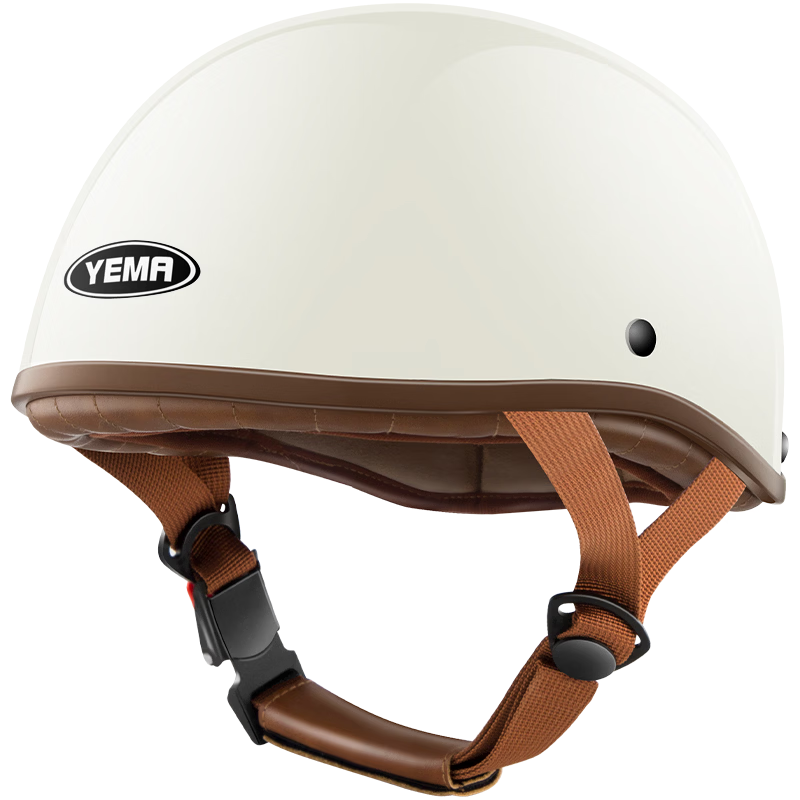 YEMA 3C Certified 352S Electric Motorcycle Helmet Men's Retro Half Helmet Electric Scooter Safety Helmet Women's Four-Season Lightweight Summer One Size Khaki White