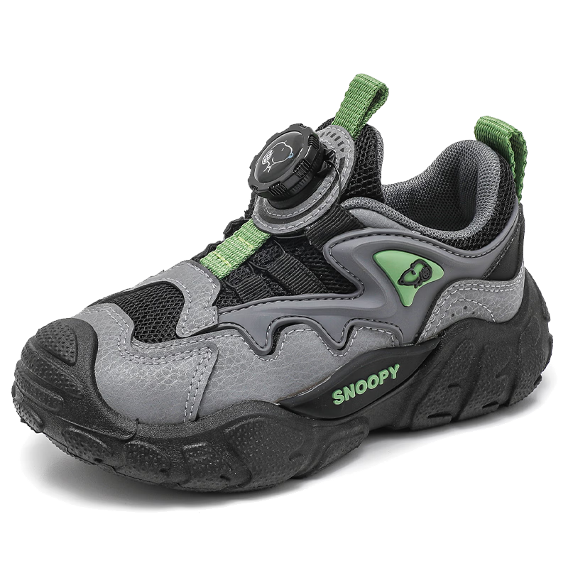 SNOOPY Kids Running Shoes Spring Autumn Boys Lightweight Versatile Sports Shoes Outdoor Casual Shoes 0014 Gray/Black Size 34