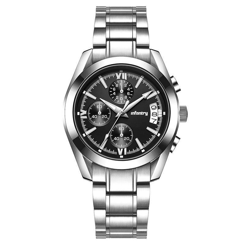INFANTRY Eagle Black Knight Men's Fashion Waterproof Steel Band Business Quartz Watch Birthday Gift for Boyfriend