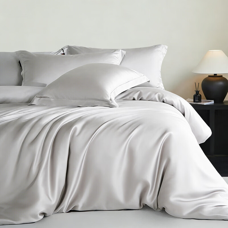 Ran Brand Cooling Bed Sheet Three-Piece Set Ice Silk Mattress Protector Fitted Sheet Pillowcase 1.8m Double Bed Gray