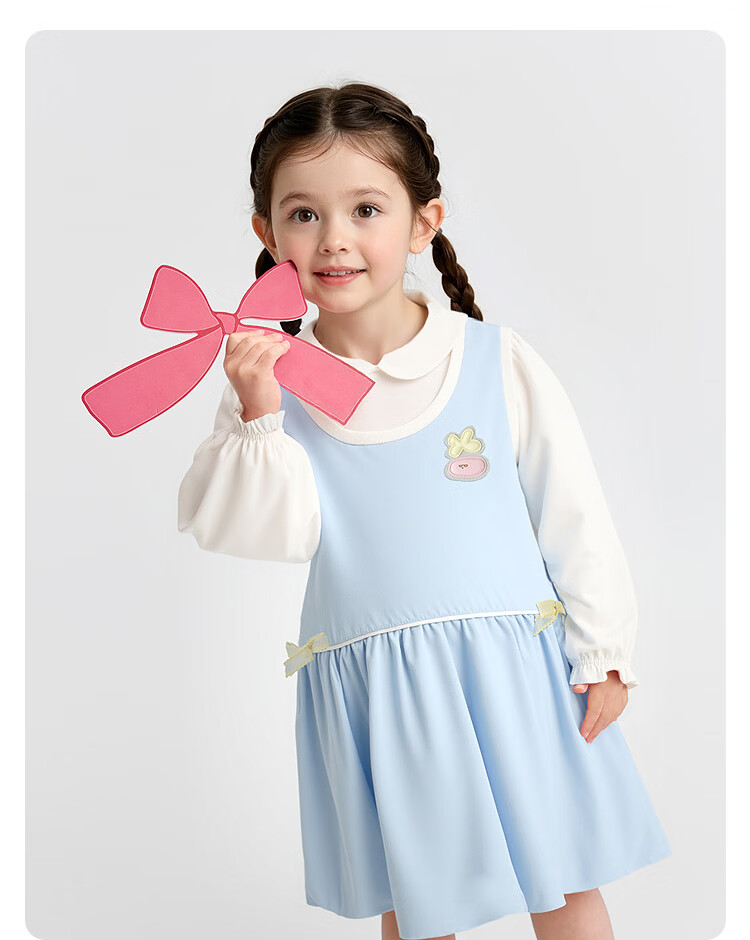 Balabala [balaOne] Kids Children's Dress Girls 2026 New Spring Fake Two-Piece Spliced Dress 13