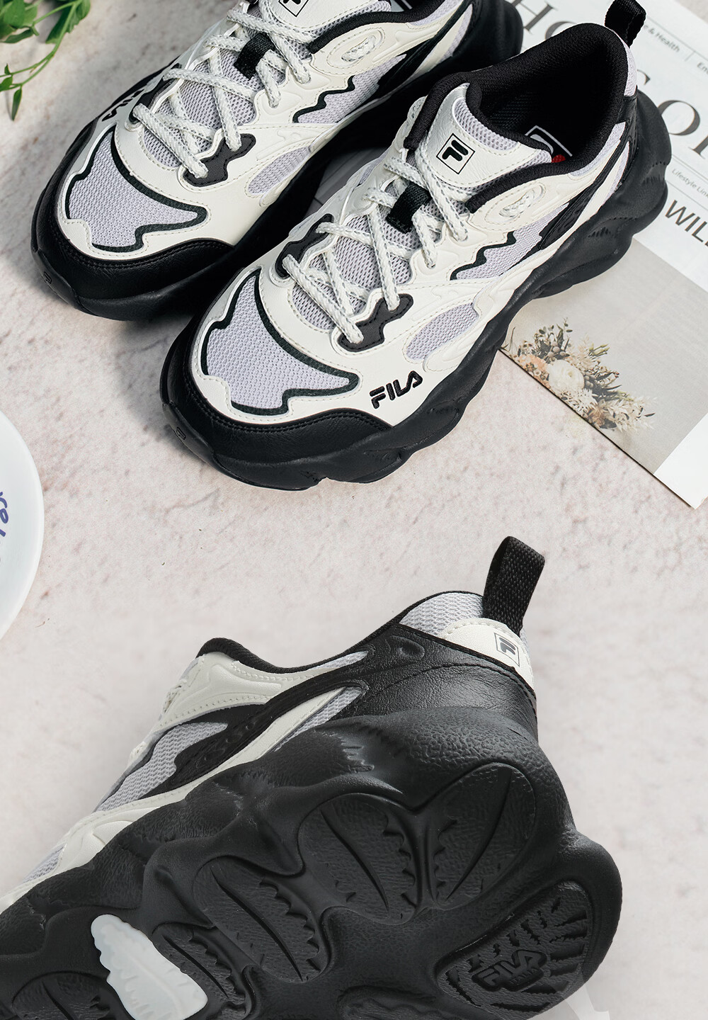 FILA Official Yang Mi Same Style Fern 2S Women's Dad Sneakers 2026 Spring Casual Platform Sports Shoes 5