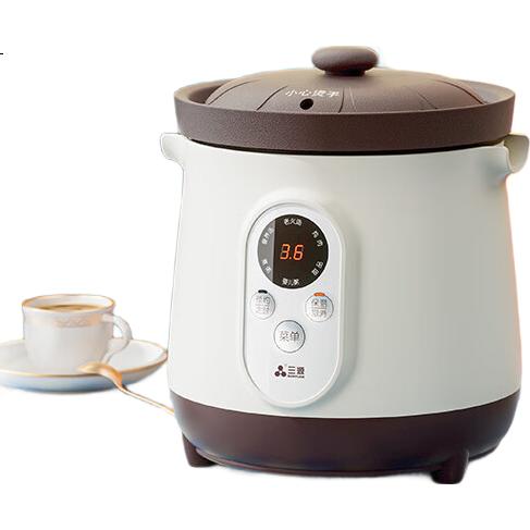 SANYUAN 1.2L Мини-горшок для тушения из фиолетовой глины, электрическая кастрюля для тушения, каша, умный таймер, суповая кастрюля, мини-кастрюля для детского питания XYDTG12-SA12