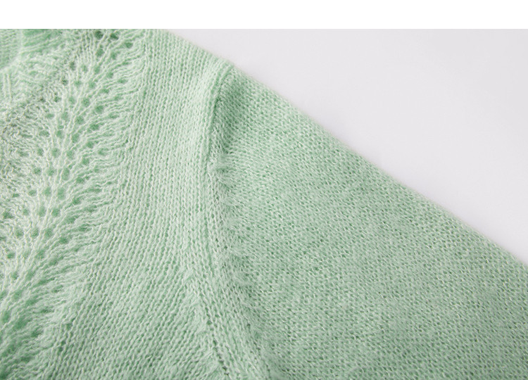 Demana Spring V-Neck Open Cardigan Hollow Crochet Slimming Knit Sweater with Wool and Mohair for Women 17