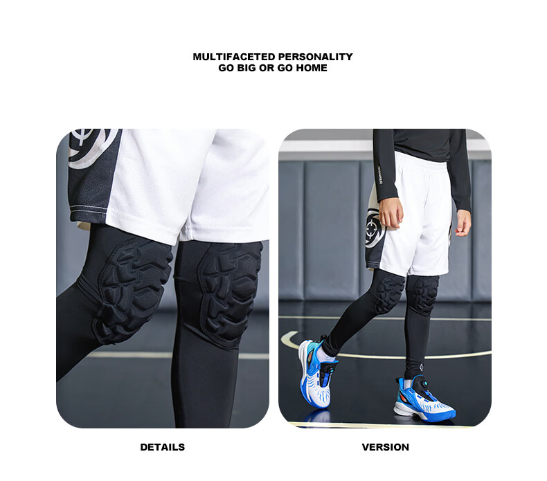Zhunzhe Kids Impact-Resistant Basketball Training High-Elastic Breathable Knee Pads Compression Nine-Point Fitness Pants 9