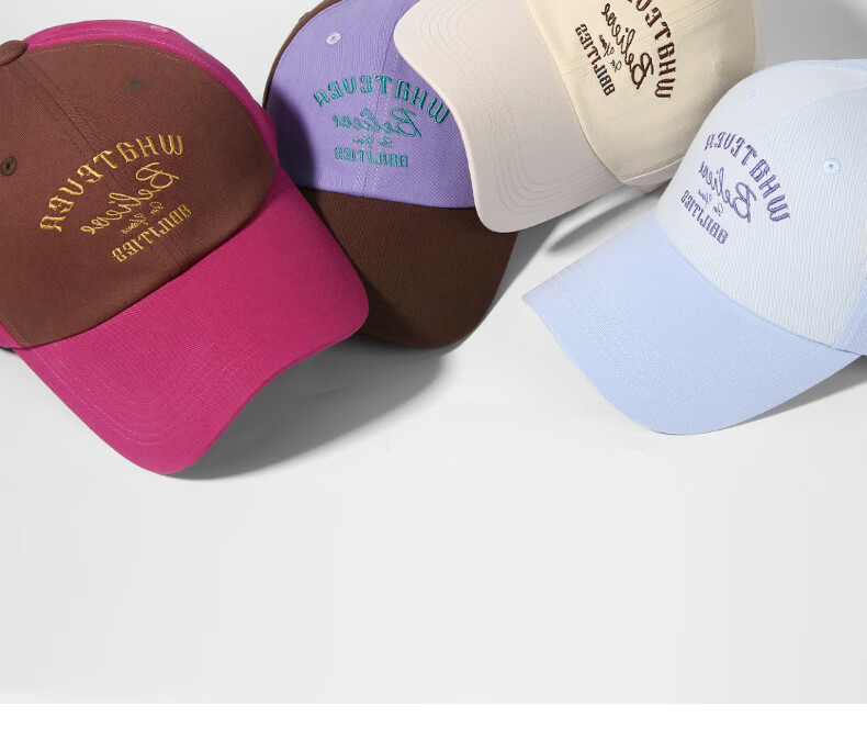 CACUSS Colorblock Baseball Cap for Women Spring New Letter Embroidered Vintage American Sunshade Slim Face Blue-Purple 12