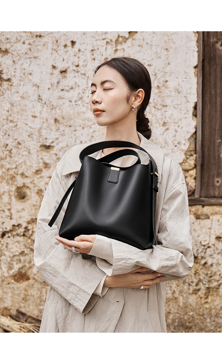 Nalandu Women's Bag 2026 New Cowhide Bucket Bag Shoulder Bag Crossbody Commuter Gift for Girlfriend 38 Goddess Festival Gift 5