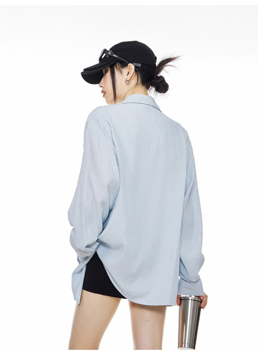 ICH MODE American Texture Physical Sunscreen Long Sleeve Shirt Women 2026 New Summer Premium Shirt Light Blue S 10