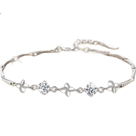 Браслет GLTEN с цирконами Swarovski, серебряный, с четырехлистником. Подарок на день рождения, День святого Валентина, Новый год для девушки или жены.