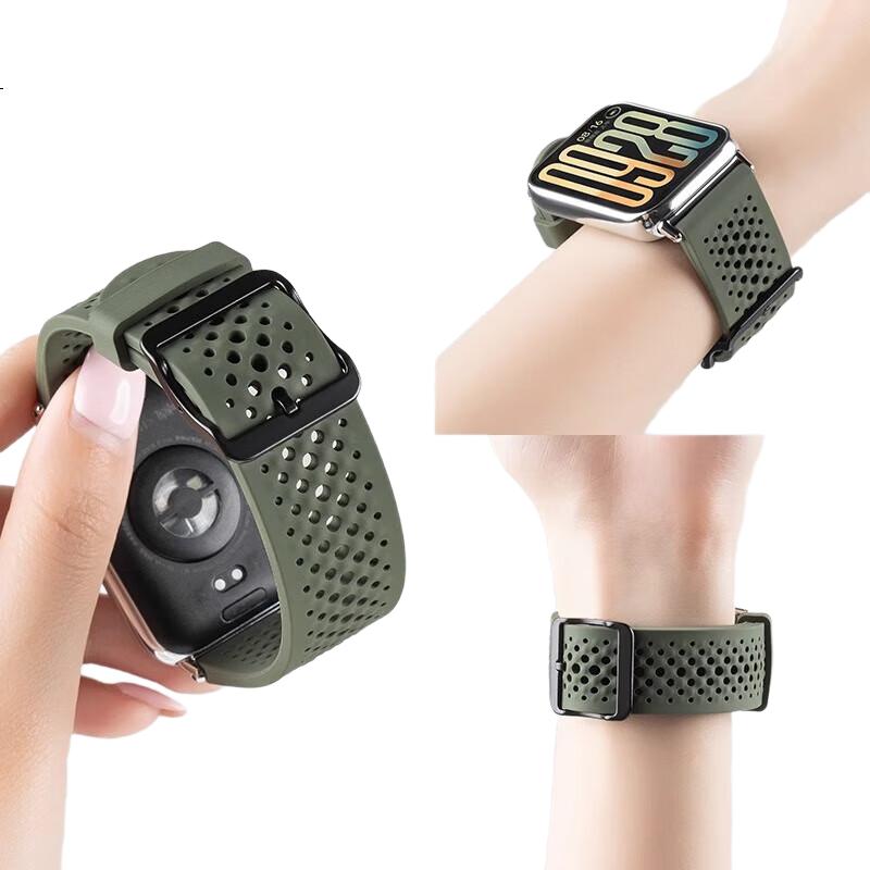 Ремешок для Xiaomi Mi Band 9 Pro, силиконовый, перфорированный, черный, для умных браслетов
