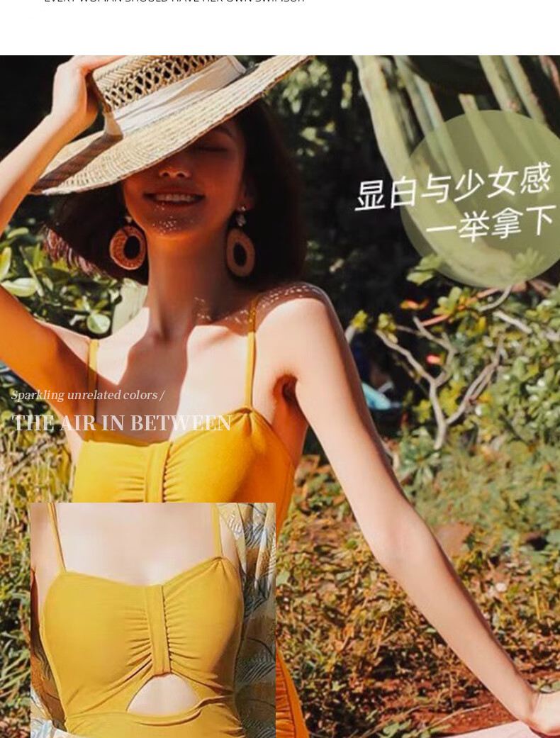 Modaier Spaghetti Strap One-Piece Swimsuit for Women, Sexy And Elegant, Tummy Control, Slimming, with Outer Jacket, Sun Protection, Beach Vacation Triangle Swimwear 9