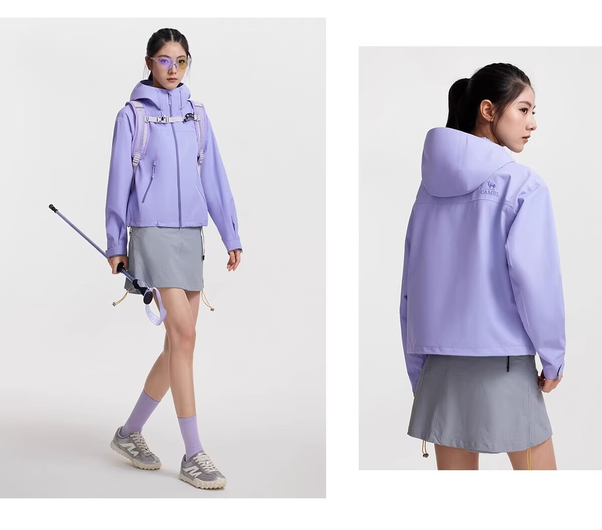 Camel Women's Outdoor Short Slim Fit Softshell Jacket 2026 Spring Windproof Waterproof Hard Shell Mountaineering Coat 21