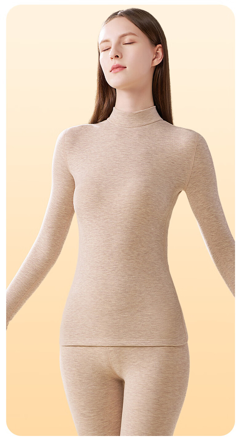 Miiow Women's Cashmere Silk Thermal Underwear Set 2025 Autumn Winter New High Neck Top and Bottom Warm Suit 13