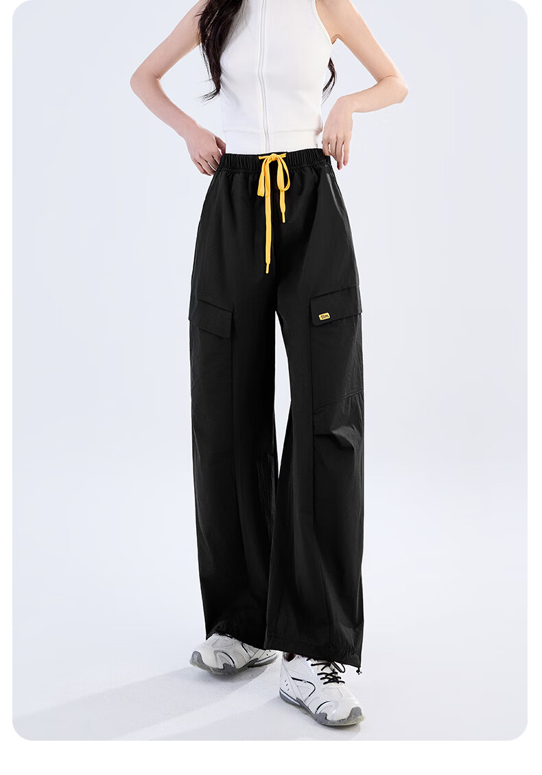 Langsha Women's Wide-Leg Cargo Pants 2026 Summer Thin Fashion Loose Breathable Casual Sports Straight-Leg Jogger Hiking Pants 22