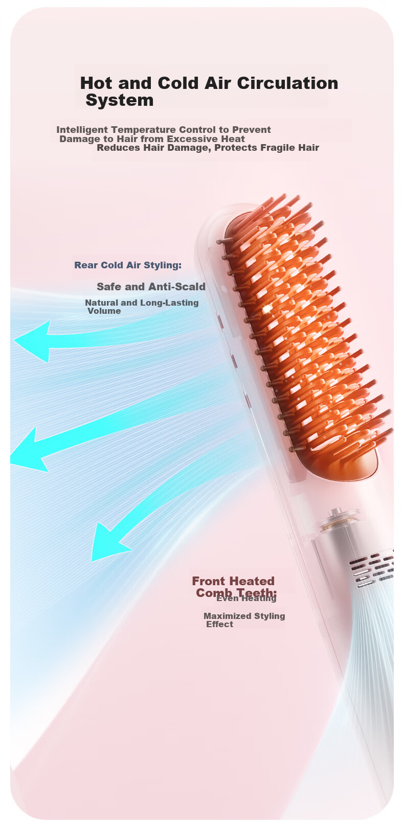 MinHuang Birthday Christmas Gift Box Wireless Cool Air Styling Straightening Brush for Women Mom Girlfriend Friends 8