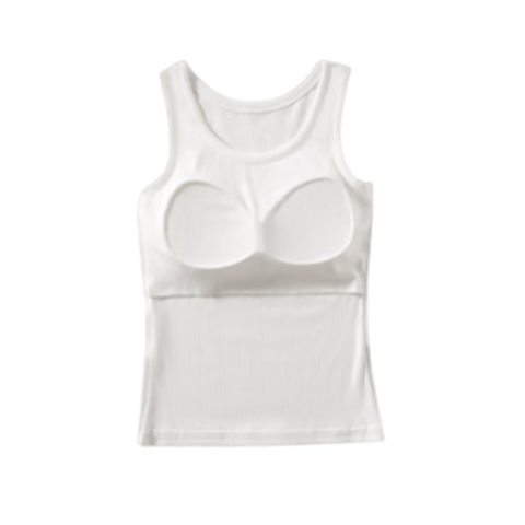 LangSha Women's Camisole Tank Top with Built-In Bra Pads, 10A Antibacterial, Wearable As Outerwear Or Inner Layer, Sports Ribbed Undershirt
