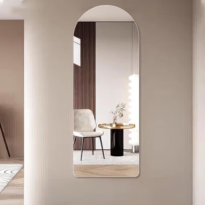 Millennium Mansion Self-Adhesive Wall Mirror Full-Length Explosion-Proof Arched Frameless No-Drill Hanging Dressing Mirror 55*160cm