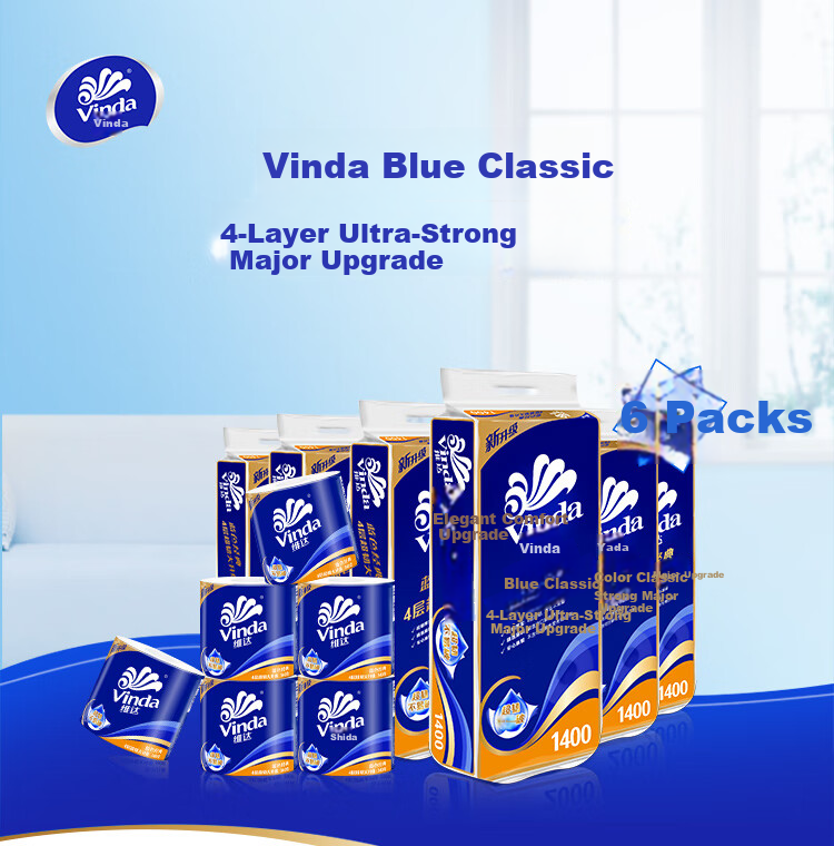 Vinda [Single Pack] Core Roll Toilet Paper, Blue Classic, 1400g, 4-Ply, 140g*10 Rolls, V4069 1