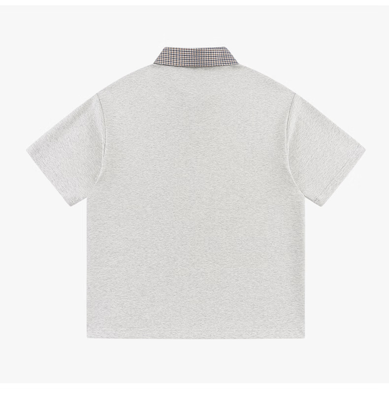 Charles Peach Heart Summer Small Heart Color-Block Breathable Cotton-Padded Couple Casual Unisex Short Sleeve Polo Shirt Off-White XS 15