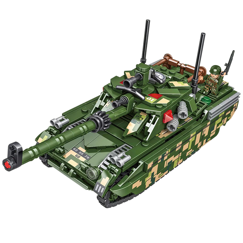 Big Eye Little Kid 99A Tank Military Building Blocks 3D Puzzle Educational Toy for Boys and Girls Birthday Gift