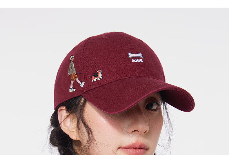 CACUSS Women's Spring New Embroidered Baseball Cap College Style Casual Slim Face Baseball Cap Men's Night Mist Black 14