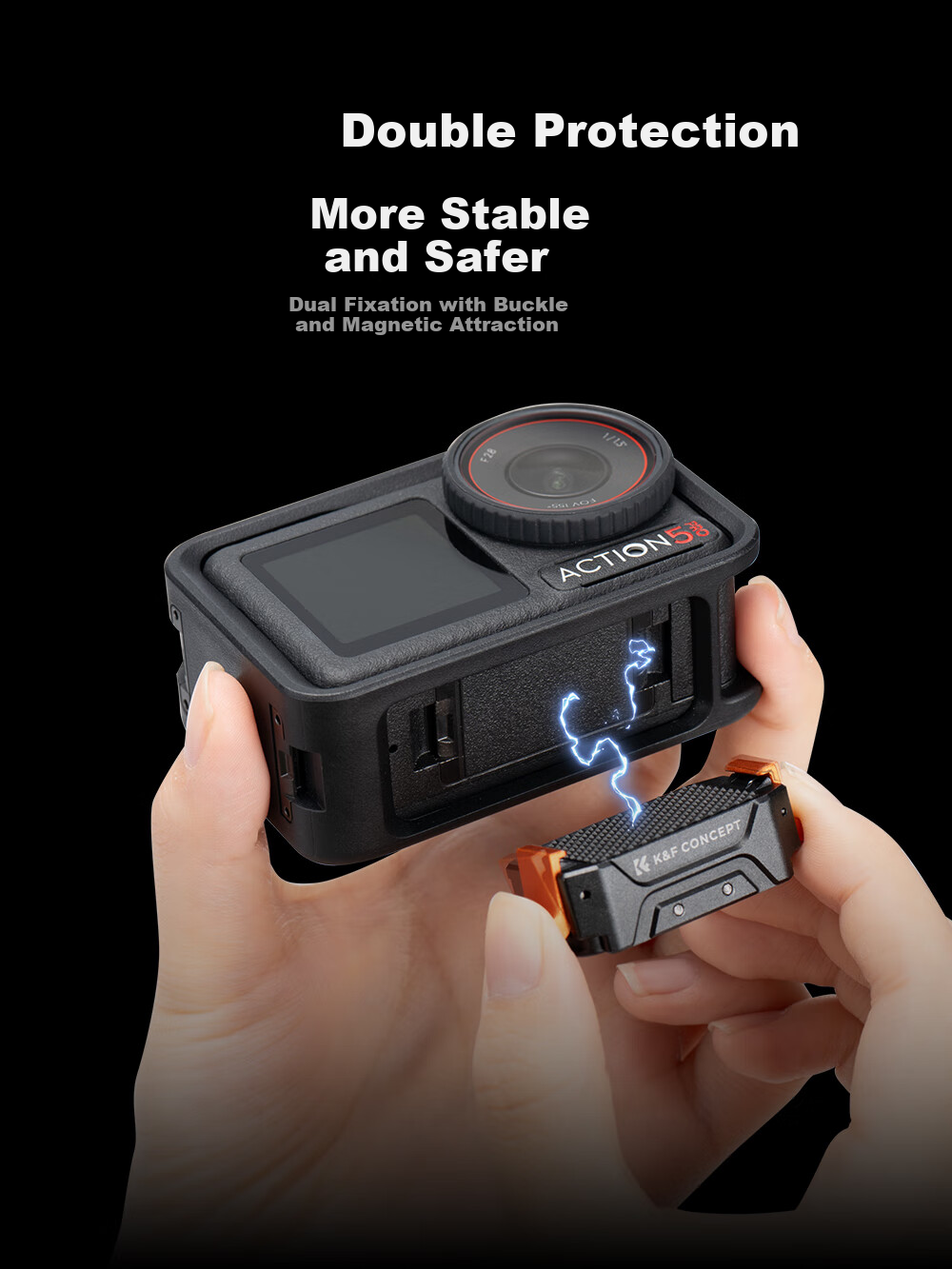 K&F CONCEPT Magnetic Adapter Mount for DJI Action 5 Pro/4/3 Quick Release Tripod Base Accessory for Action4 Camera 3