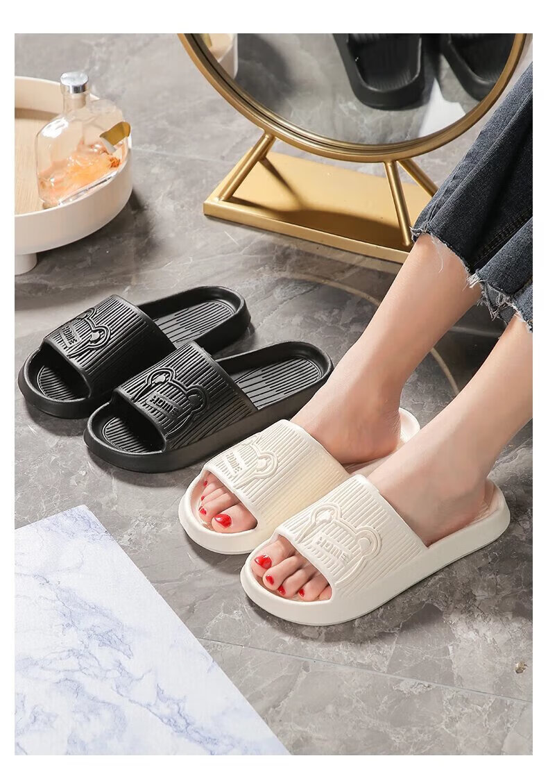 Qiumuxi Women's EVA Soft Sole Home Bathroom Shower Slippers Durable Casual Non-Slip Silent Couple Flip Flops 4