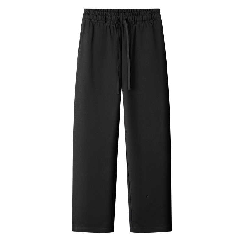 LIMENG Casual Men's Wide-Leg Sports Straight Pants 430g Thickened Sweatpants Unisex Long Pants Black XL