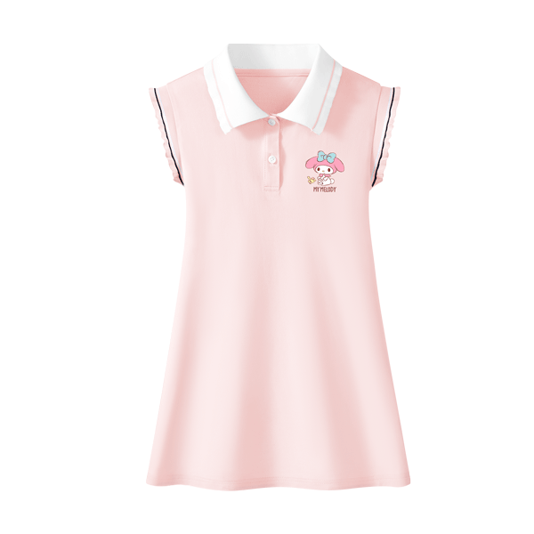 Hello Kitty Kids Cute Girls Princess Dress 2026 Summer New Children's Sports Polo Dress Stylish Girls Skirt