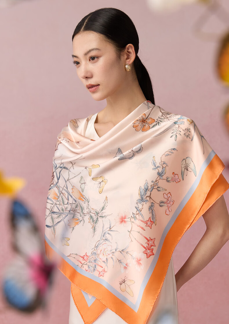 Embroiderer Silk 100% Mulberry Silk Scarf Gift Box High-Grade Elegant Ladies Square Scarf Teacher's Day Mom Birthday Gift 16
