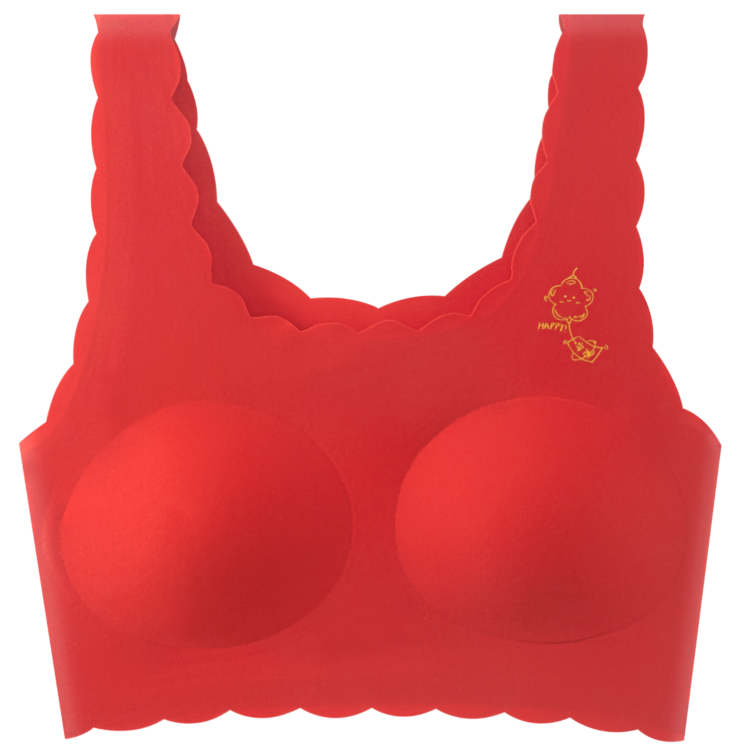 Meishianxuan Girls' Red Seamless Underwear Set, Youth Bra and Panties, Developmental Period, Middle and High School Students, Little Vest and Underwear, Bright Red