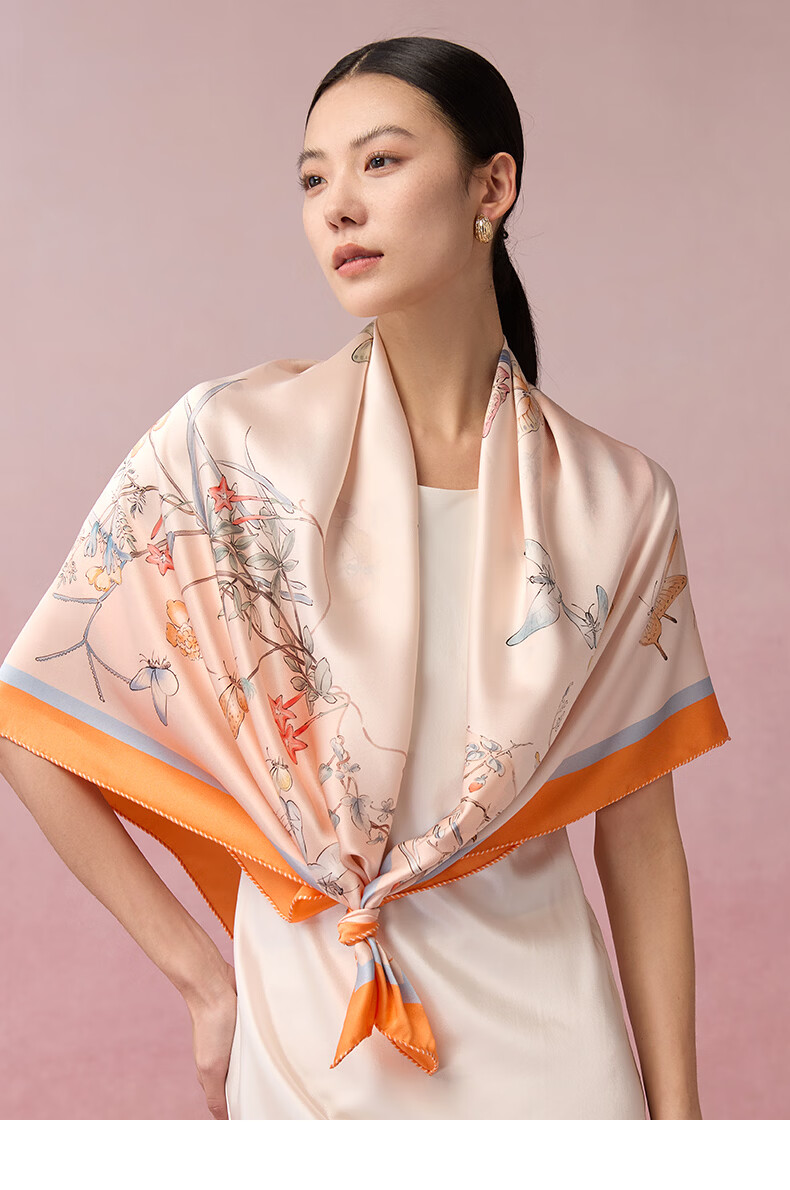 Embroiderer Silk 100% Mulberry Silk Scarf Gift Box High-Grade Elegant Ladies Square Scarf Teacher's Day Mom Birthday Gift 18
