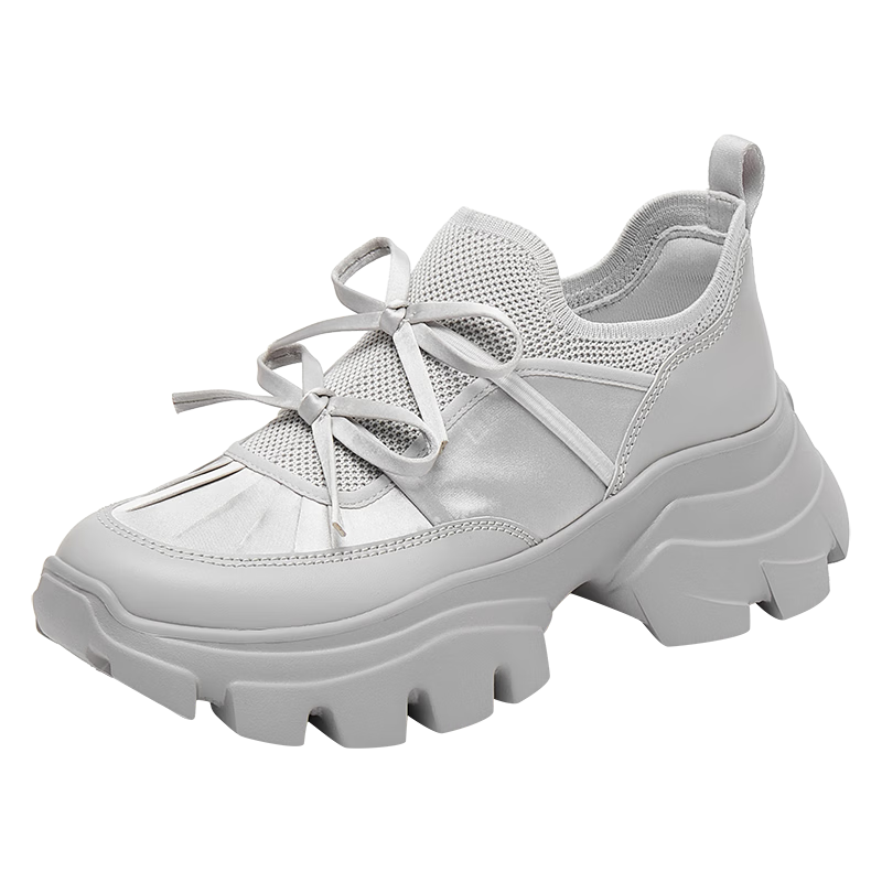 STACCATO Yang Mi's Same Style 2026 Spring Butterfly Island Dad Shoes Women's Shoes ECE83AM6, Moonlight Silver Frost, Size 37