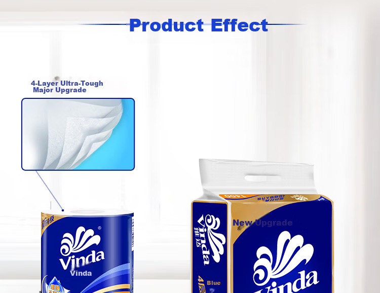 Vinda [Single Pack] Core Roll Toilet Paper, Blue Classic, 1400g, 4-Ply, 140g*10 Rolls, V4069 6