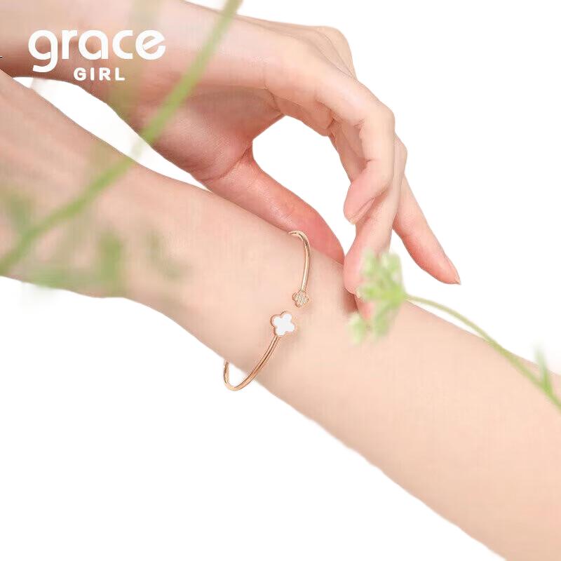 Браслет Grace Girl "Четырехлистный клевер" для женщин, розовое золото, нишевый дизайн, модный подарок на день рождения для девушки на День святого Валентина и другие случаи