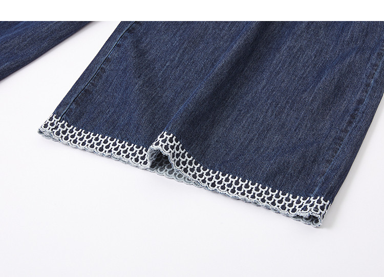Demana [Lyocell Cotton Blend] Spring Design Pleated Elastic Waist Embroidered Wide-Leg Slimming Jeans 13