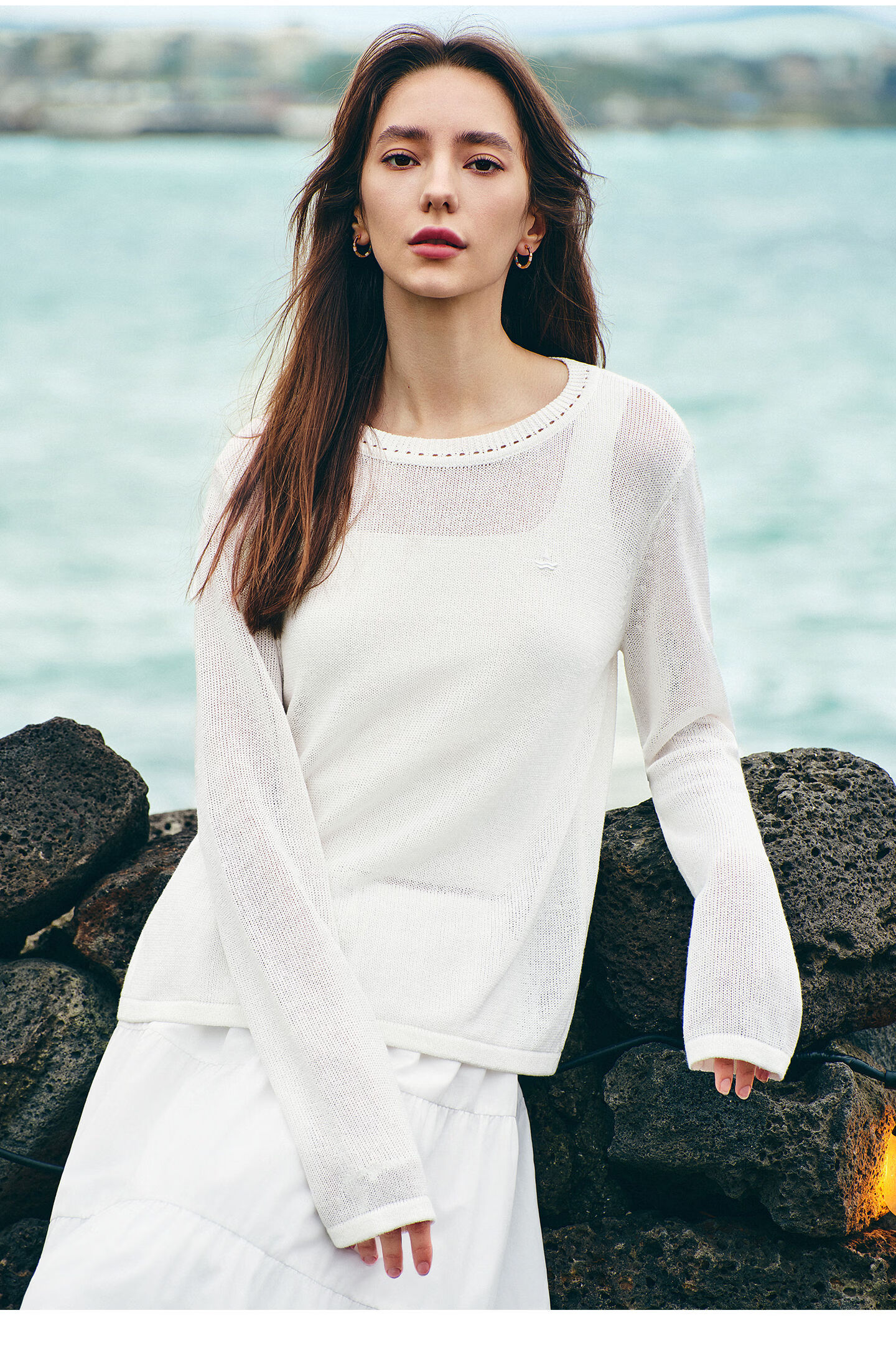 Navigare Fashion Week Same Style Small Sailboat 26 New Women's Lightweight Knit Round Neck Hollow Out Sweater Top 2314006501 28