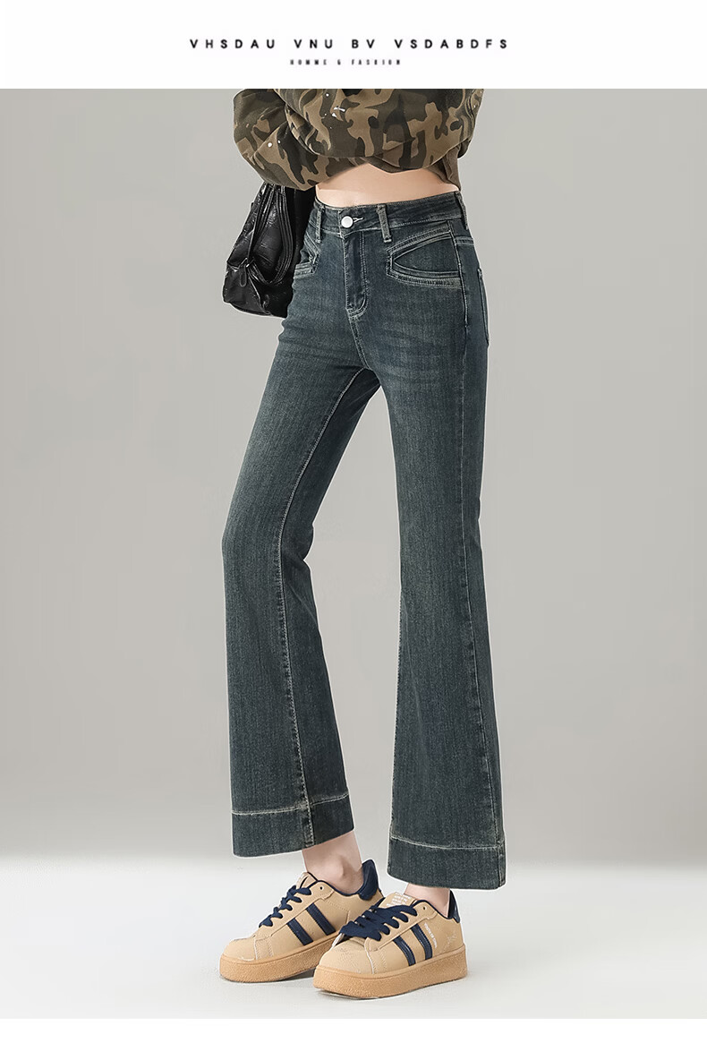 Jeanswest Women's Summer Fashion Trendy Slim Fit High Waist Flared Ankle Pants Cement Gray L 14