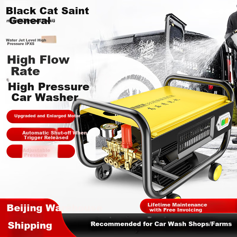 Black Cat Saint General Car Wash Machine High-Pressure Water Gun Household High-Pressure Cleaner 380 Model Horizontal 220V Car Washing Pump Garden Cleaning