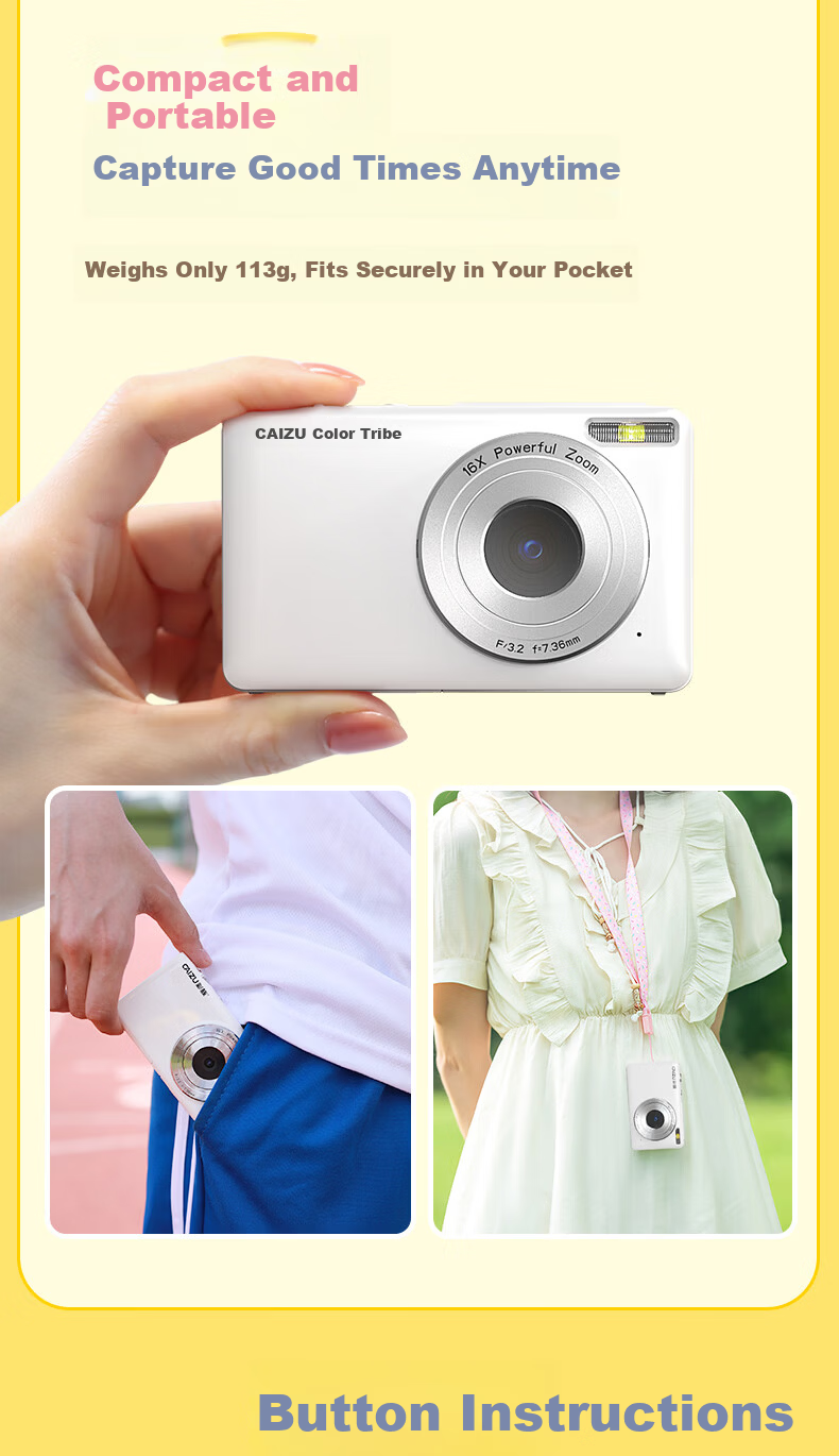 CAIZU 6400W Pixel Digital Camera Student Campus Beauty Entry-Level Compact Camera Z3 Replacement CCD Mobile Phone Transfer Camera New Year Birthday Gift 9