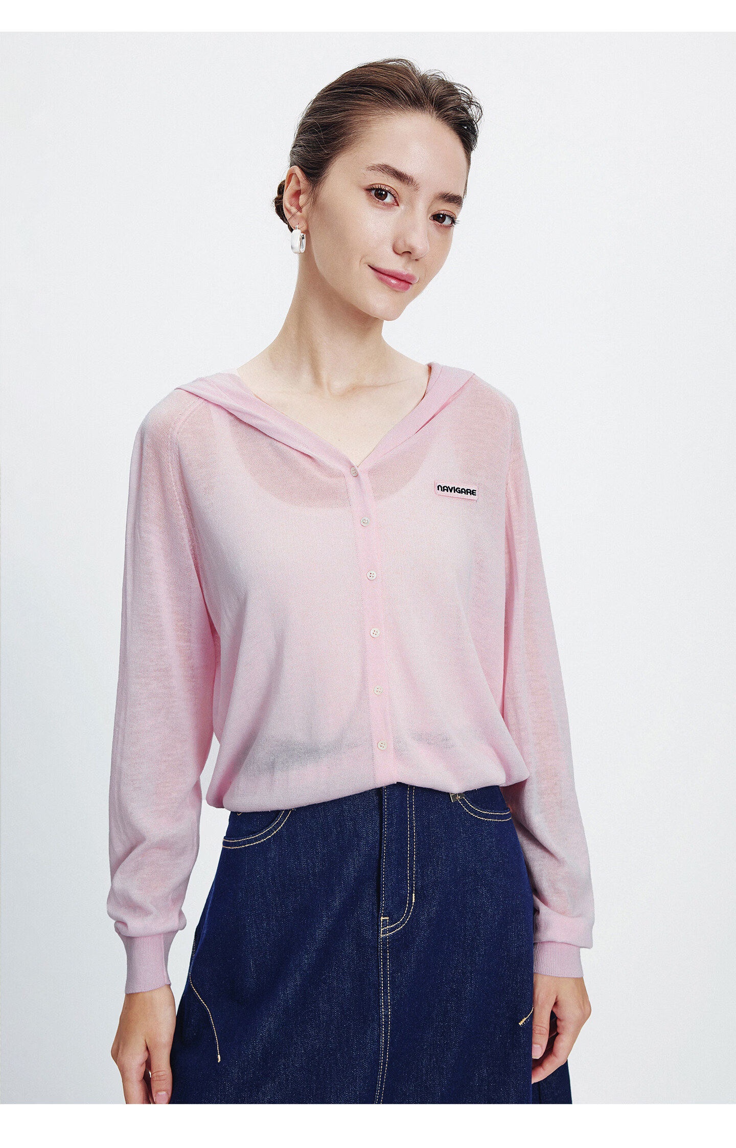 Navigare [Celebrity Edition] Small Sailboat 26 New Women's Lightweight Hooded Knit Cardigan Air Conditioning Jacket 2314096504 42