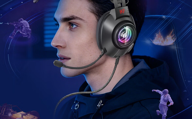 IKF G11 Gaming Headset Wired USB Headphones with Mic FPS Dedicated 7.1 Surround Sound RGB Delta Cyber Gray for Valorant PC 17