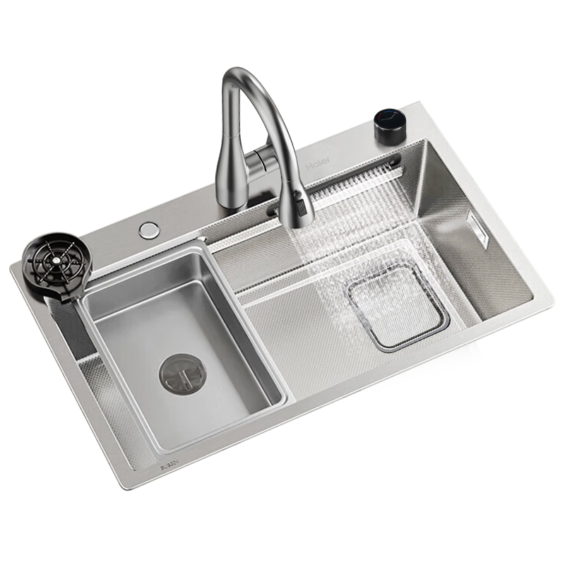 Haier Kitchen Sink Large Single Bowl Filter Mesh 304 Stainless Steel Silver Sink Basin H09S80