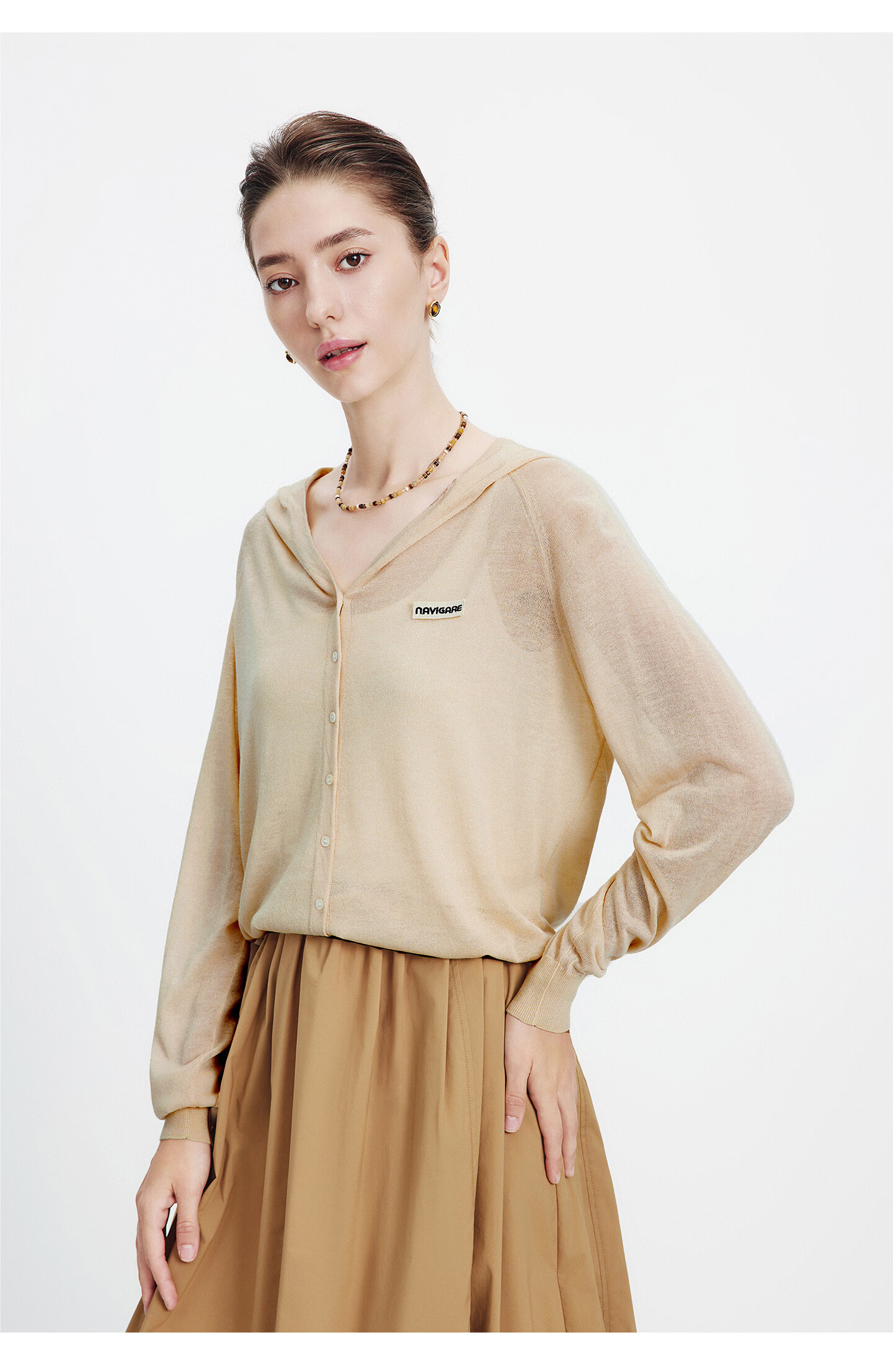 Navigare [Celebrity Edition] Small Sailboat 26 New Women's Lightweight Hooded Knit Cardigan Air Conditioning Jacket 2314096504 62