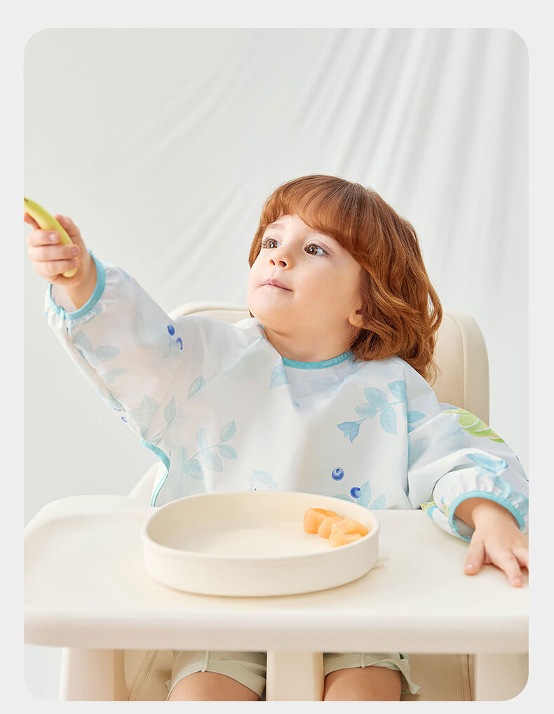Babycare Baby Feeding Bib Toddler Smock Infant Anti-Dirt Apron with Back Cover Food Supplement Round Note Pattern Size 100 25