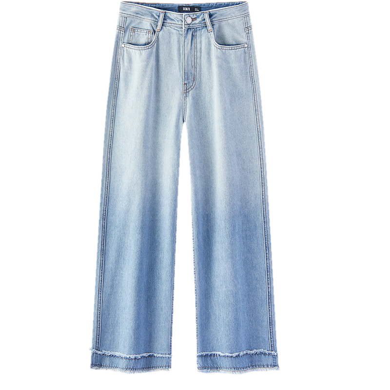 Semir Women's Summer Cool Feel Frayed Hem Denim Wide-Leg Pants 2026 Mall Style 103326124010A