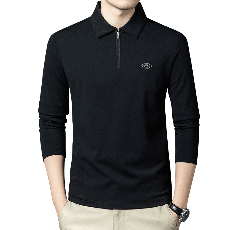 Edenbo Long Sleeve Half-Zip Polo Shirt Men Autumn Winter Four-Way Stretch Top Black 175/92A (XL)