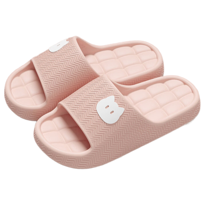Qiumuxi Women's Cute Couple Indoor Bathroom Non-slip EVA Slippers Peach Pink Size 40-41