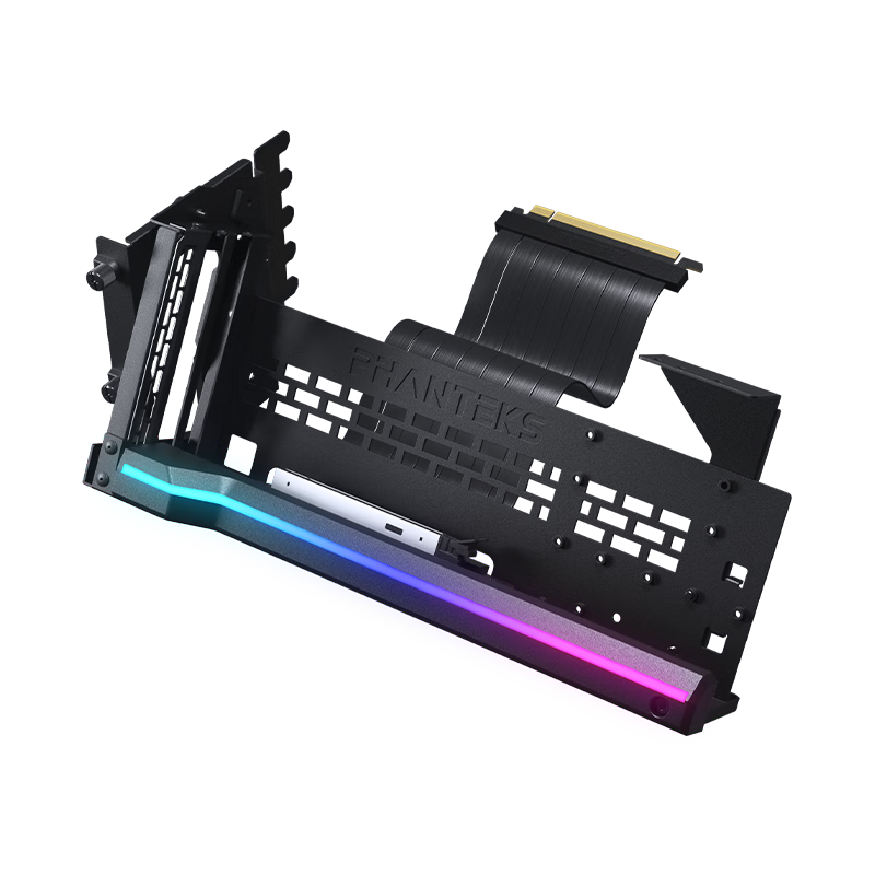 PHANTEKS PCI-E 5.0 Black Rotatable Vertical Bracket Extension Cable Kit / Universal 7-Slot ATX Case / ARGB Light Strip / Anti-EMI / 5090 Graphics Card