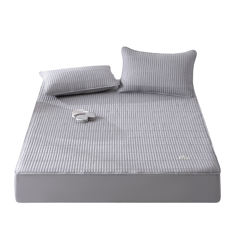 Grace Class A Antibacterial Quilted Fitted Sheet Single Washable Mattress Protector Cloud Gray 1.5m